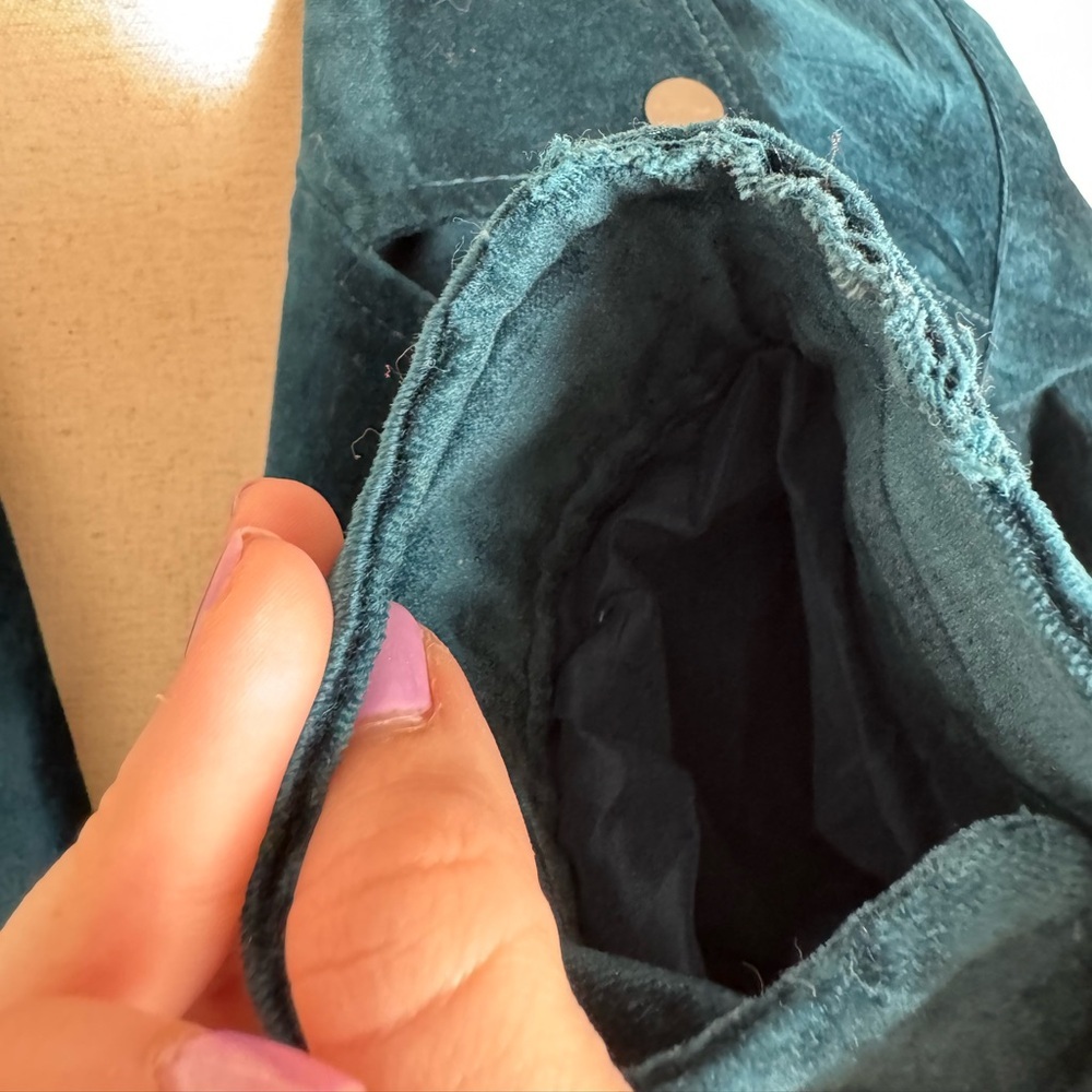 Chico’s Teal Velvet Like Women's Jacket - Picture 7 of 7